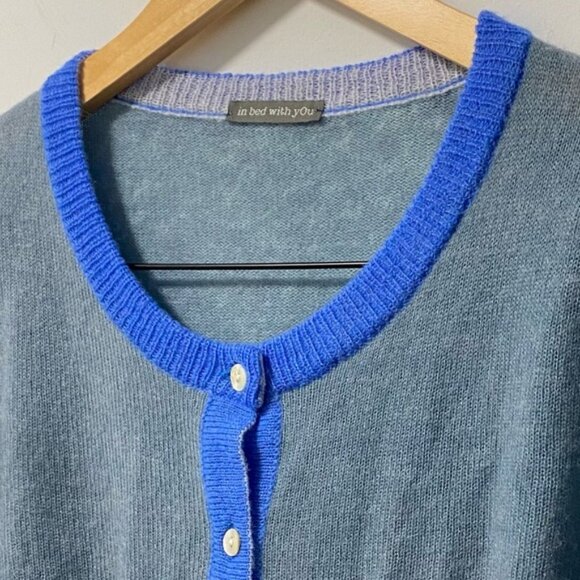 In Bed With You Knit Cardigan Gray & Blue Size S — Alpaca Wool - Made in Italy - Picture 6 of 8
